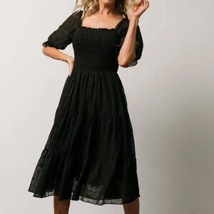 NWT Baltic Born Hazel Eyelet black midi dress.